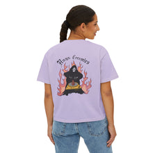 Load image into Gallery viewer, Women's Boxy Tee with Skull and Flames Design - Perfect for Casual Outfits and Celebrations