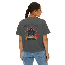 Load image into Gallery viewer, Women's Boxy Tee with Skull and Flames Design - Perfect for Casual Outfits and Celebrations