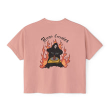Load image into Gallery viewer, Women's Boxy Tee with Skull and Flames Design - Perfect for Casual Outfits and Celebrations