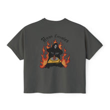 Load image into Gallery viewer, Women's Boxy Tee with Skull and Flames Design - Perfect for Casual Outfits and Celebrations