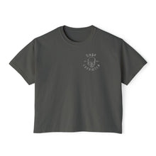 Load image into Gallery viewer, Women's Boxy Tee with Skull and Flames Design - Perfect for Casual Outfits and Celebrations
