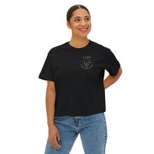 Load image into Gallery viewer, Women's Boxy Tee with Skull and Flames Design - Perfect for Casual Outfits and Celebrations