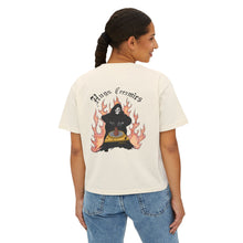 Load image into Gallery viewer, Women's Boxy Tee with Skull and Flames Design - Perfect for Casual Outfits and Celebrations