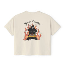 Load image into Gallery viewer, Women's Boxy Tee with Skull and Flames Design - Perfect for Casual Outfits and Celebrations