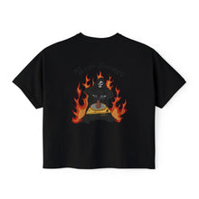 Load image into Gallery viewer, Women's Boxy Tee with Skull and Flames Design - Perfect for Casual Outfits and Celebrations