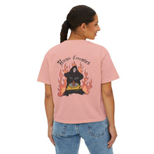 Load image into Gallery viewer, Women's Boxy Tee with Skull and Flames Design - Perfect for Casual Outfits and Celebrations