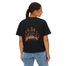 Load image into Gallery viewer, Women's Boxy Tee with Skull and Flames Design - Perfect for Casual Outfits and Celebrations