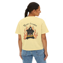 Load image into Gallery viewer, Women's Boxy Tee with Skull and Flames Design - Perfect for Casual Outfits and Celebrations