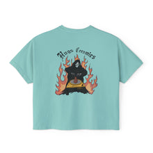 Load image into Gallery viewer, Women's Boxy Tee with Skull and Flames Design - Perfect for Casual Outfits and Celebrations