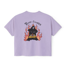 Load image into Gallery viewer, Women's Boxy Tee with Skull and Flames Design - Perfect for Casual Outfits and Celebrations