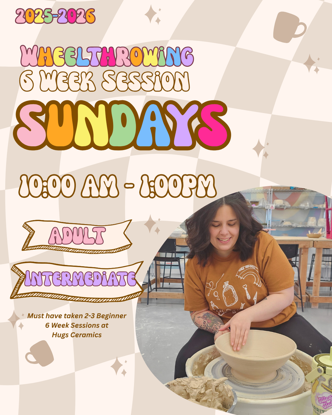 SUNDAYS - WHEEL THROWING - INTERMEDIATE - 10AM - 1PM